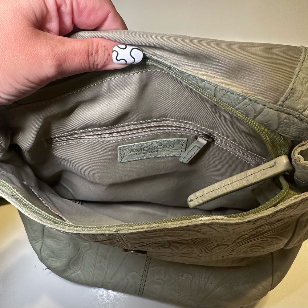 American Leather Liberty Green Embossed Backpack - Picture 3 of 7